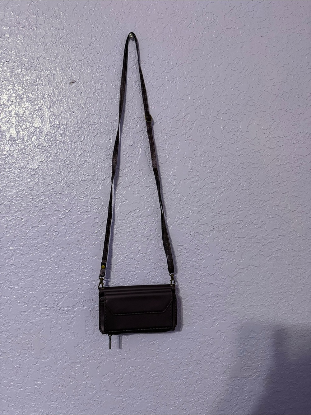 SHEIN Dark Purple Leather-Look Crossbody Phone Bag